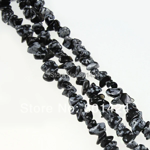 2string 74-742 Genuine Natural Snowflake Obsidian Stone Chips Round Loose Spacer Beads 32&quot /string | Украшения и аксессуары