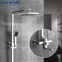ledeme modern square chrome rain shower faucet head faucets hand shower sprayer mixer single holder dual control l2433