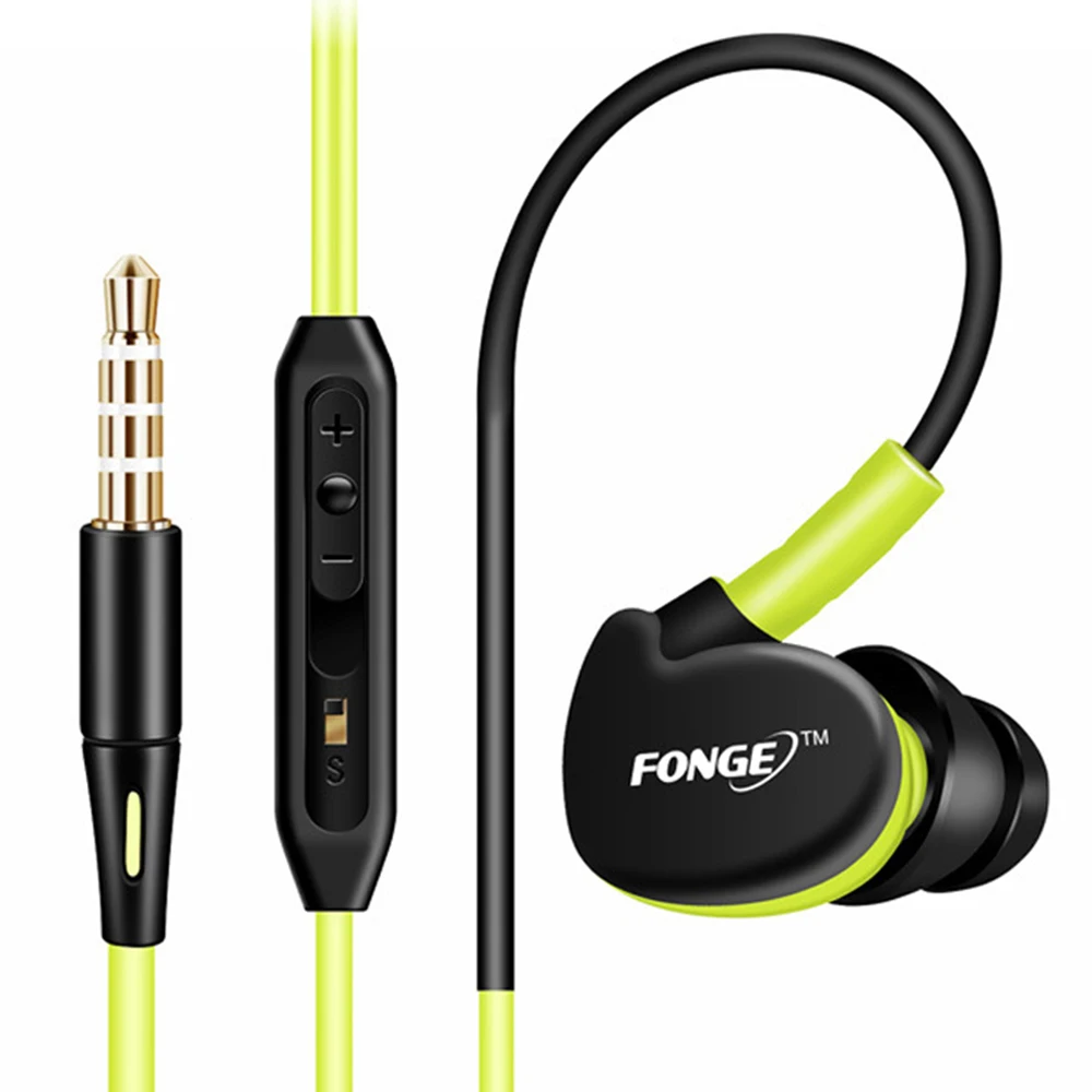 Спортивные наушники FONGE S500 с микрофоном проводные вкладыши защитой от пота и