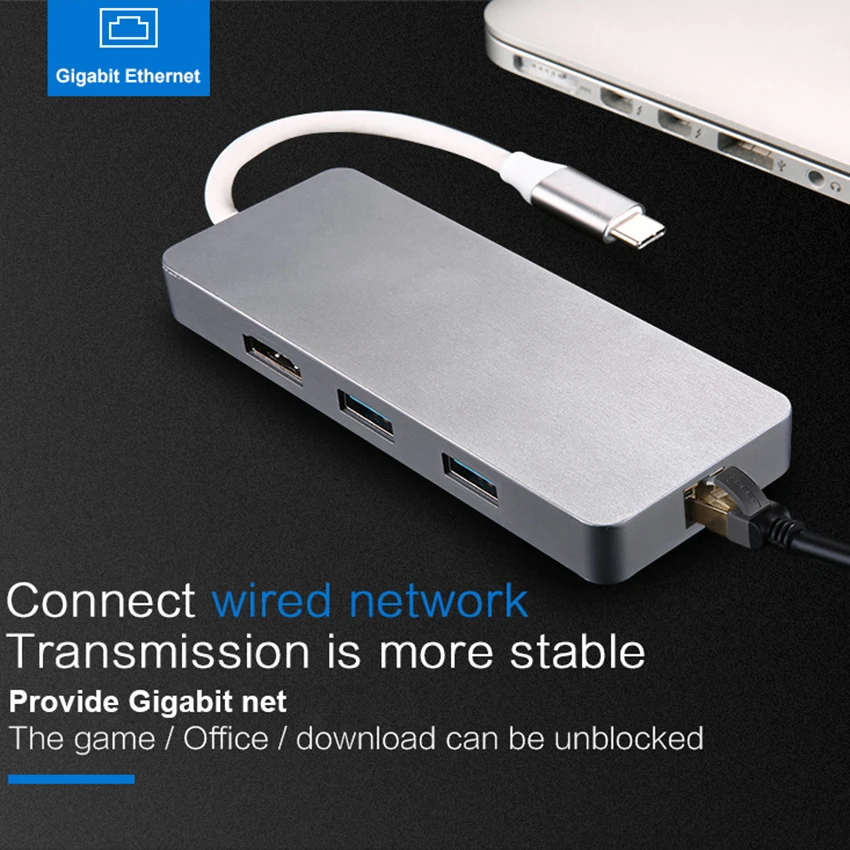 Type C Hub for Macbook Spliter Adapter USB 3.0 TF SD Card Reader 2K Video HDMI 1000mbps RJ45 Ethernet Network USB-C | Компьютеры и