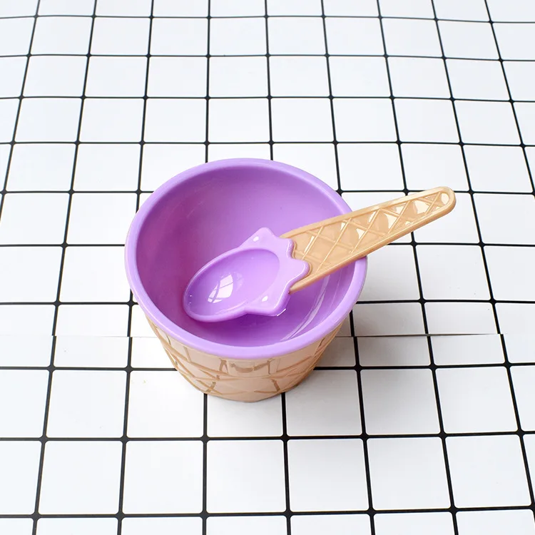 Purple 2 шт., миски для мороженого, ложки, тарелка, детская посуда, контейнер для еды, тарелки для кормления, набор посуды, столовая посуда, посуда для детей - Цвет: Purple