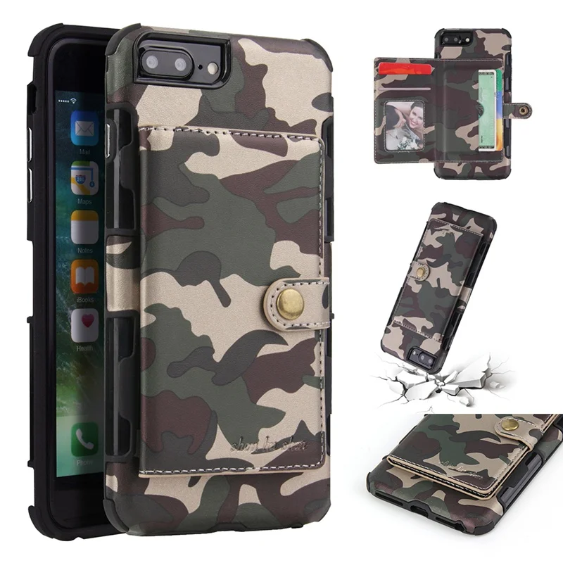 Армейский камуфляжный чехол из искусственной кожи для iPhone X XR XS с несколькими