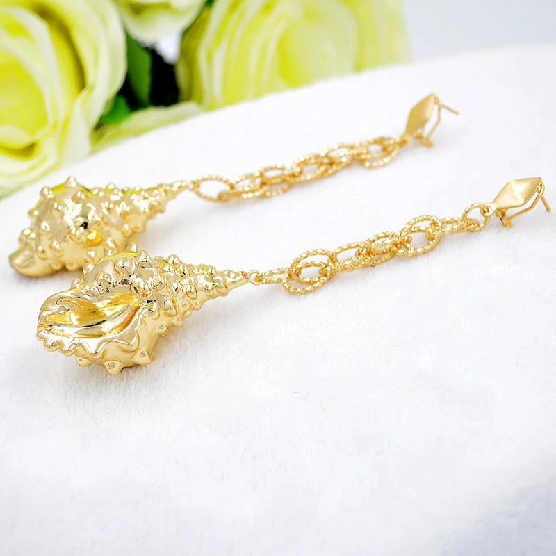 Женские медные висячие серьги Sunny Jewelry длинные с животными улиткой для вечеринки