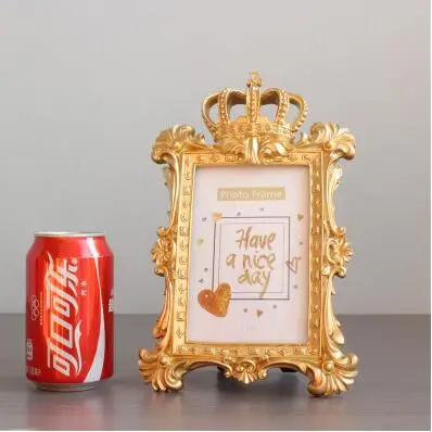 Square 6 inch 1 шт., Роскошная золотая корона в стиле барокко, декоративная креативная фоторамка из смолы для рабочего стола, фоторамка, подарок для дома, свадебное украшение, 1903 - Цвет: Square 6 inch