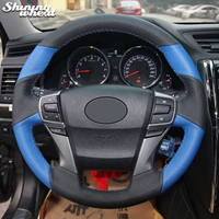 bannis black blue leather car steering wheel cover for toyota reiz mark x 2009 2015