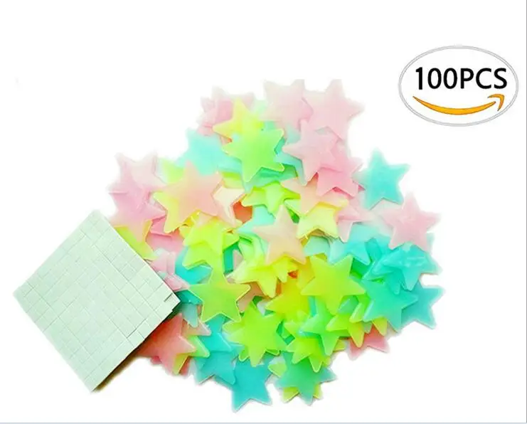 100 ⑤ пакет 3 см светится в темноте игрушки Светящиеся Звездные наклейки спальня