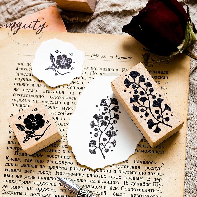 Винтажный деревянный резиновый штамп Ночь леса для скрапбукинга канцелярские