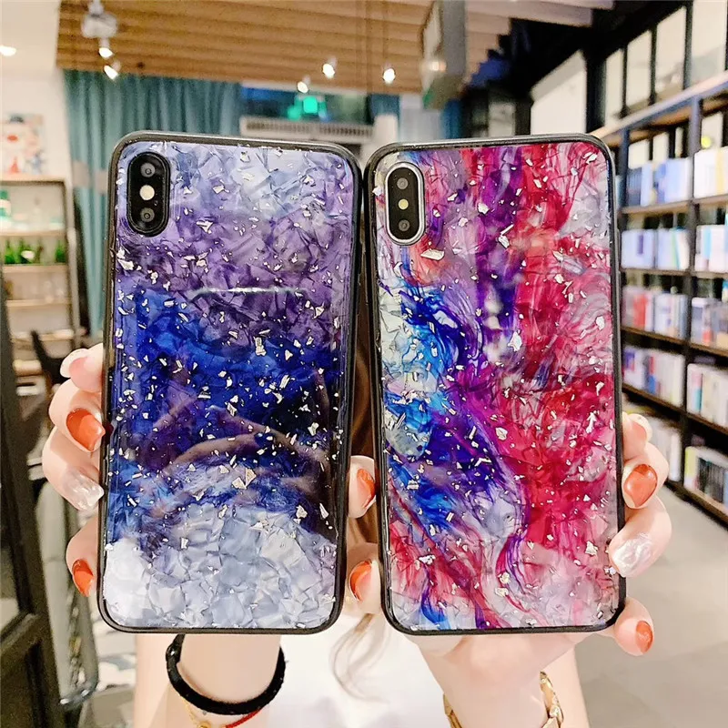 Модный чехол для телефона iphone XR XS Max X цветные раковины чехлы с кольцом-держателем