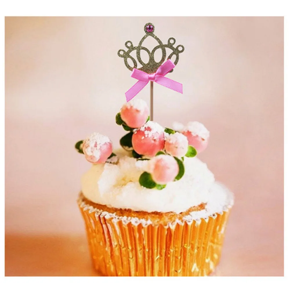 24 шт. вставка для торта Принцесса Корона головной убор торт золотые блестки чашка