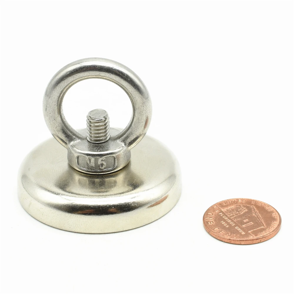 

Mounting Magnet Pots Diameter 42mm with Stainless Steel Hook 61kg Pulling Holding NdFeB Magnets for Deep Sea Salvage 2pcs