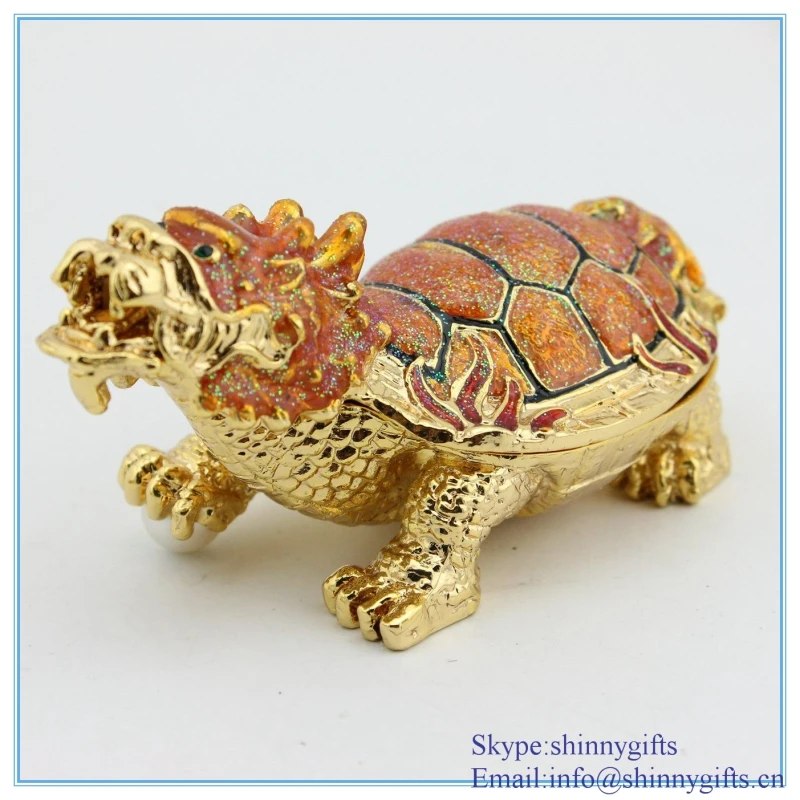 Креативная эмалированная шкатулка в форме черепахи дракона для хрустальных