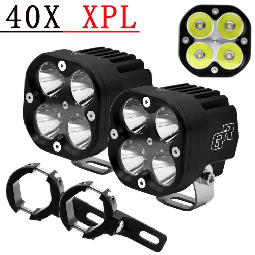 GOLDRUNWAY 40X ЧПУ 6063 Алюминиевый зажим США U3 или XPL V5 чип светодиодный Универсальный комплект мотоциклетных ламп - Цвет: 24-35mm clamp