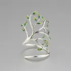 Женские открытые кольца с листьями из серебра 925 пробы, ручная работа, ювелирные изделия из стерлингового серебра с защитой от аллергии