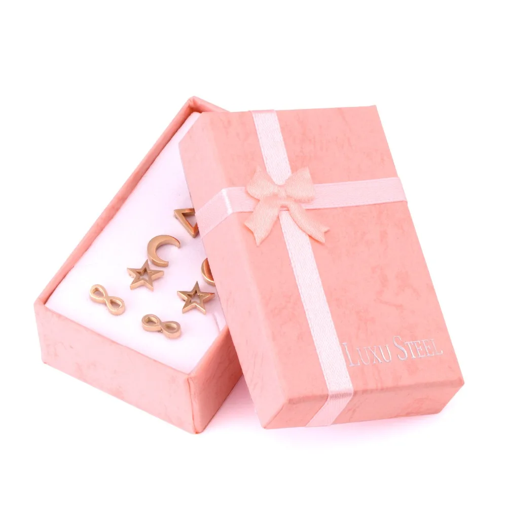 

LUXUKISSKIDS 6Paris/Lot Rose Gold Stainless Steel Christmas Stud Earrings Fashion Jewelry Earring For Women Pendientes Brincos