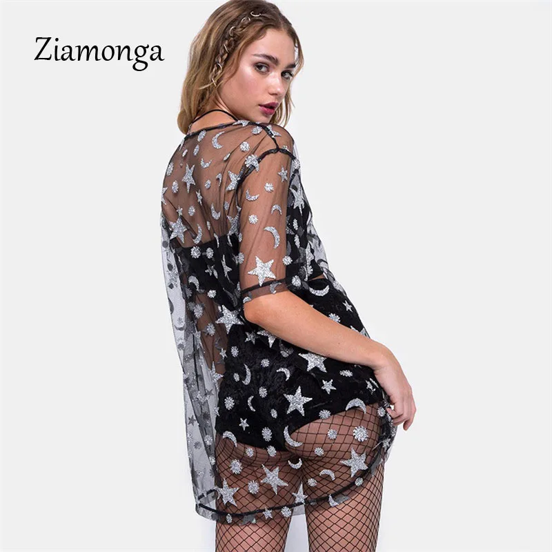 Ziamonga пикантные Для женщин Sheer Сетчатое платье с геометрическим принтом See Through