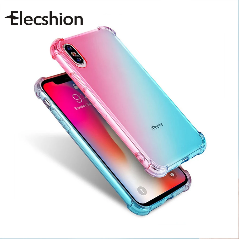 Противоударный мягкий ТПУ чехол для iPhone 7 8 Plus XR XS MAX роскошный каплезащитный