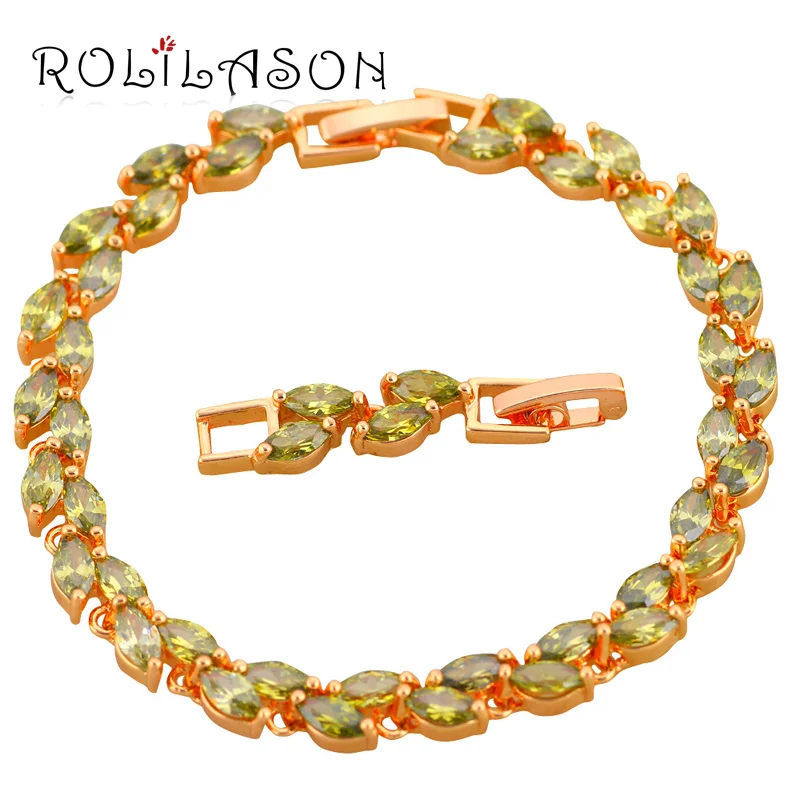 Роскошные регулируемые браслеты из перидота золотого цвета с цирконием и