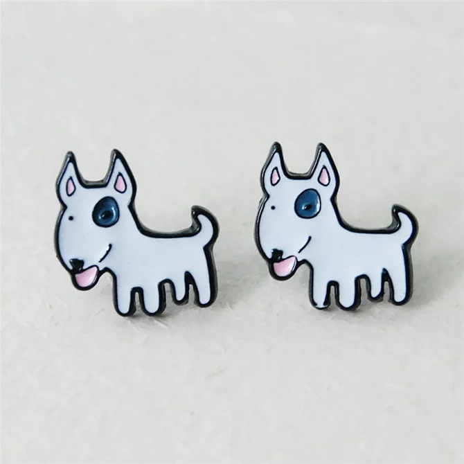 see chart 1 шт. Kawaii Dogs Huskie Мода Аниме Сережка с героями мультфильмов милые серьги-гвоздики с животными для женщин девочек Дети Ювелирные изделия Рождество подарок - Окраска металла: see chart