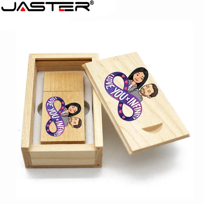JASTER деревянный USB флэш-накопитель USB+ коробка флэш-накопитель 8 ГБ 16 ГБ 32 ГБ 64 Гб произвольный логотип для фотографии свадебный подарок