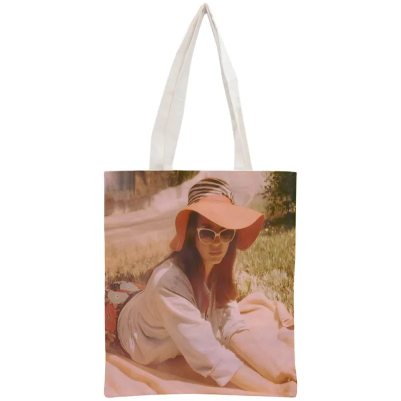 Индивидуальная сумка-тоут Lana Del Rey, многоразовая сумка 30x35 см, двухсторонняя сумка, сумка через плечо, складная Холщовая Сумка для покупок