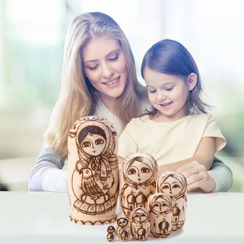 7 шт объятия голубь русские куклы ручной работы деревянные изображения игрушки