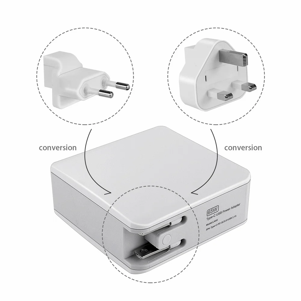Portefeuille Универсальное зарядное устройство 65 Вт USB PD питание для дома настенное