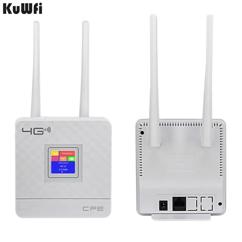 KuWFi 4G CPE маршрутизатор Cat4 беспроводной LTE двойной внешний 3DBI антенны с слотом для