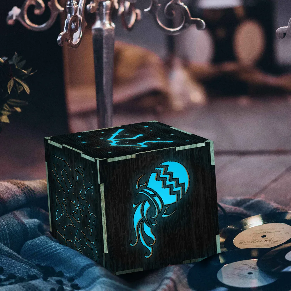 1 шт. Знак зодиака новинка ночник Водолей светодиодный фонарь деревянный