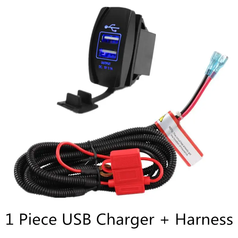 CHSKY автомобиля Лодка Dual USB Мощность Зарядное устройство Водонепроницаемый адаптер с высокое качество Жгуты проводки теплостойкость Пластик автомобильный аксессуар - Название цвета: USB And Harness
