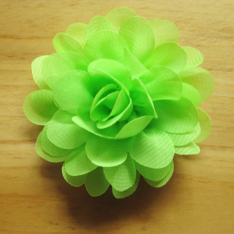 18apple green Nishine, 10 шт./лот, 20 цветов, 2,8 дюймов, сатиновый шифон, цветы для маленьких девочек, повязка на голову, украшение для волос, Детские аксессуары для волос - Цвет: 18apple green