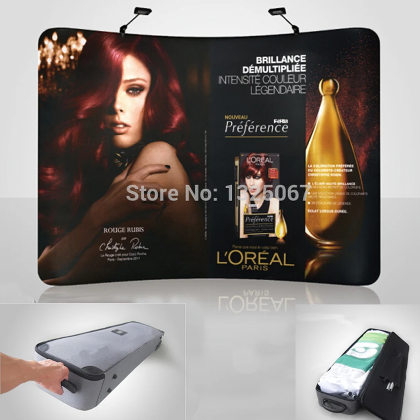 10 футов переносной изогнутый Натяжной тканевый дисплей для выставки всплывающий