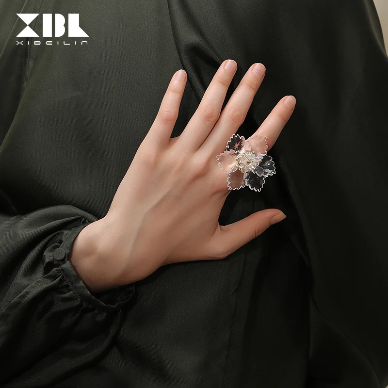 Новинка 2019 года прозрачные кольца с цветами для женщин корейские стразы девочек