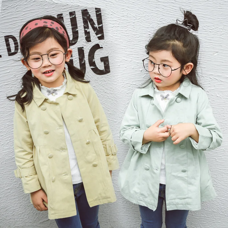 Куртка для маленьких девочек Dollplus двубортный Тренч с поясом модная Осенняя