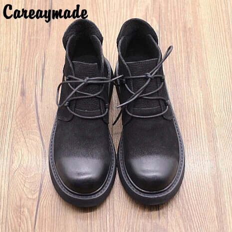 Careaymade Новые Домашние тапочки из натуральной кожи в стиле ретро Круглый носок