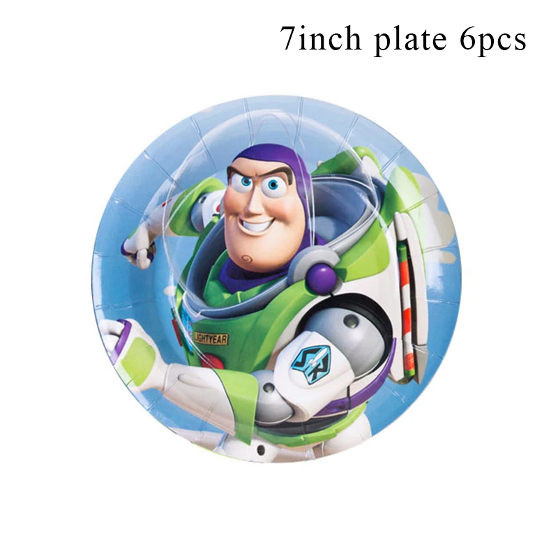 7inch paper plate x6 Из мультика «История игрушек» древесный Базз Лайтер декоративная бумага для вечеринок чашка тарелка шляпа шары для детей день рождения поставки MG04 - Color: 7inch paper plate x6