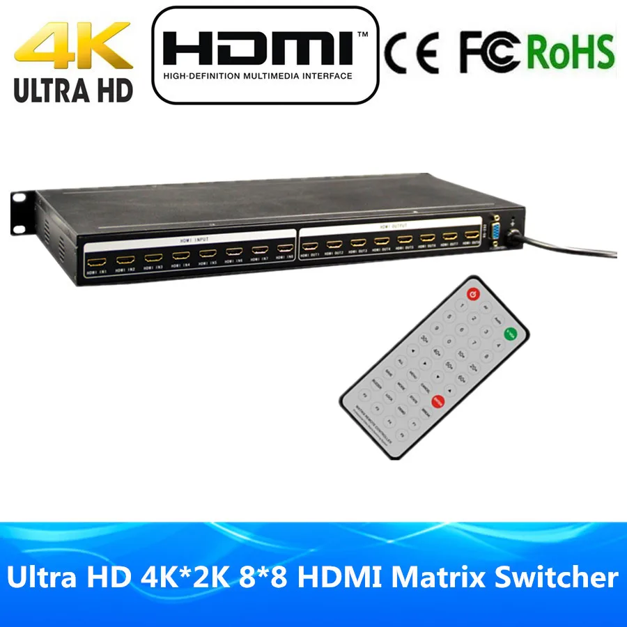 Матричный PIP переключатель 8x8 HDMI пульт дистанционного управления 4K с RS232/RS485 и ИК