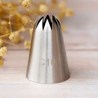 c10 large size piping nozzle cake cream decoration stainless steel icing tips cupcake pastry tools 10 teeth close star