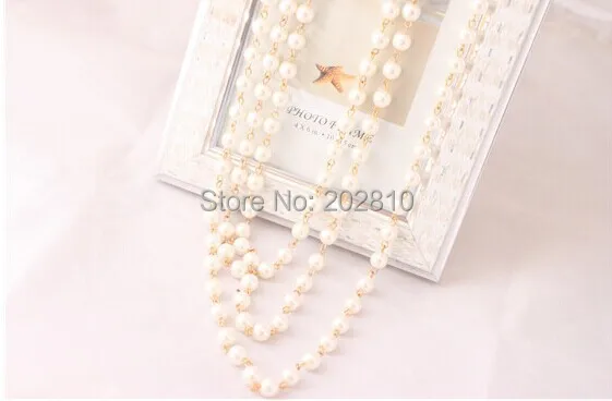 Модная Всесезонная одежда 3-слойное ожерелье с свитер жемчугом колонкой для