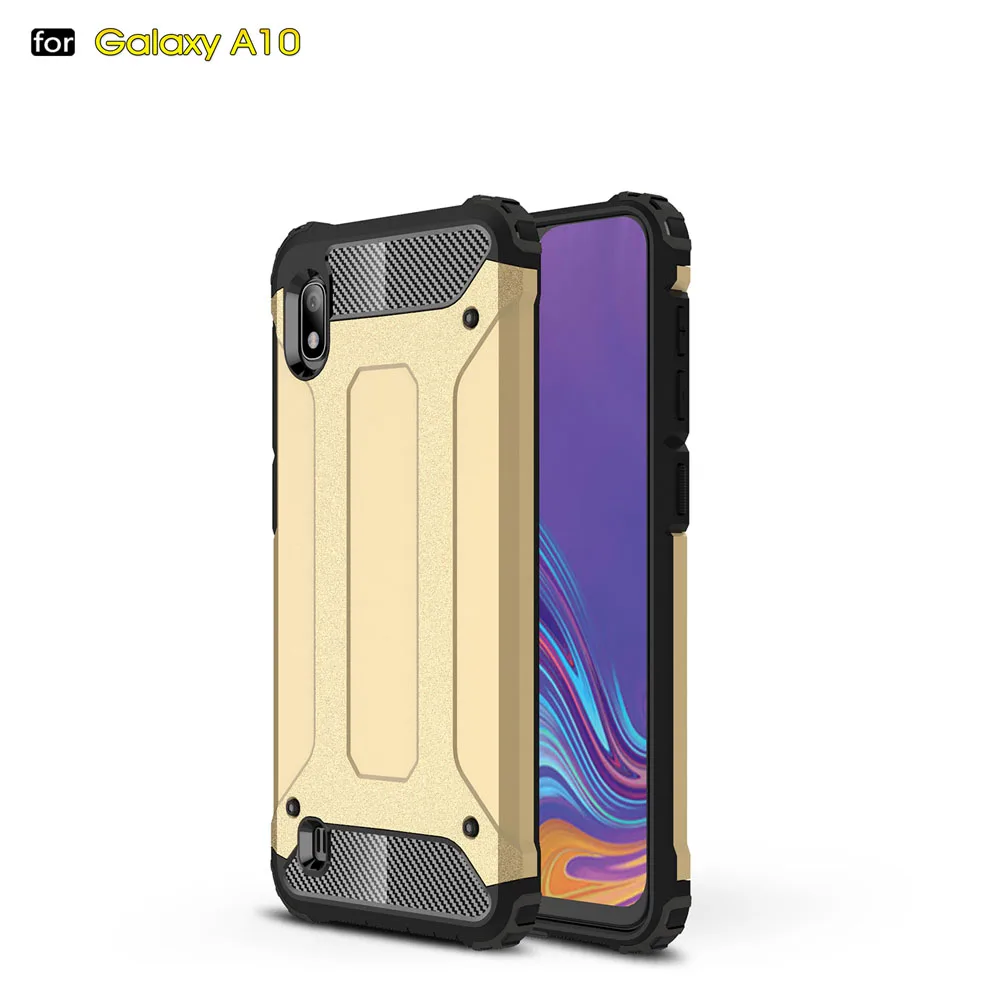 Противоударный чехол-броня Coque 6.2For samsung Galaxy A10 чехол для samsung Galaxy A10 SM-A105F SM A105F телефона чехол-лента на заднюю панель - Цвет: Golden