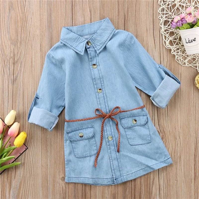 2019 брендовая одежда для маленьких девочек джинсовые короткие мини-платья