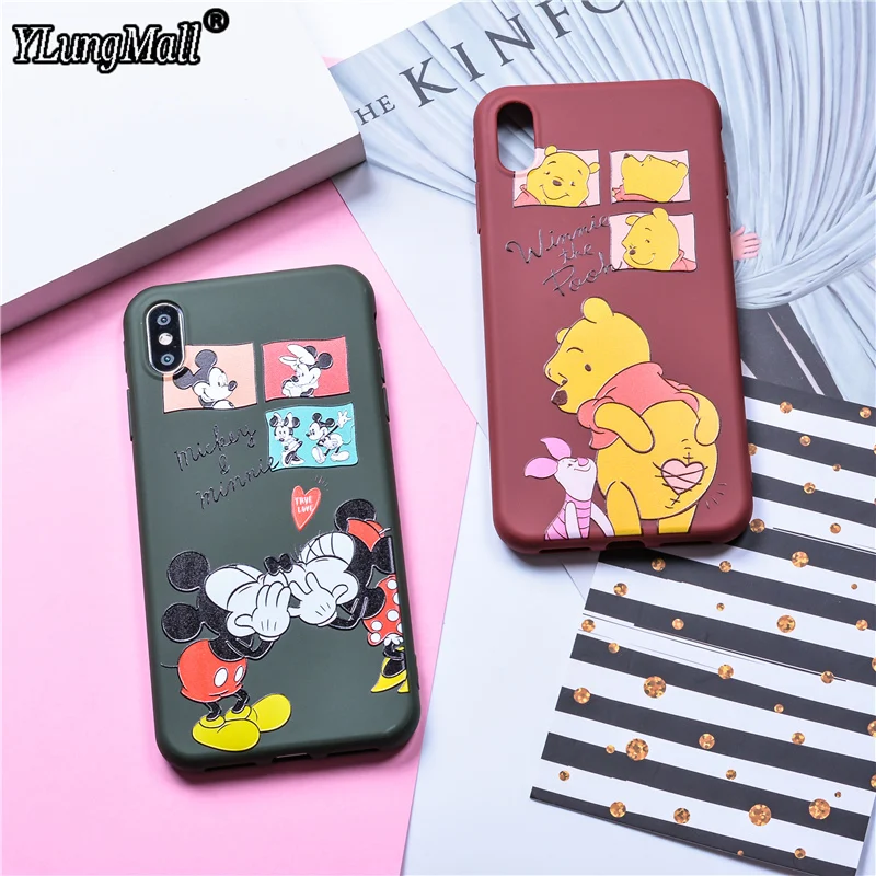 2018 Микки и Минни Маус для iPhone X Case резины с Винни-пухом м/ф Винни-Пуха чехол Xs Max Xr