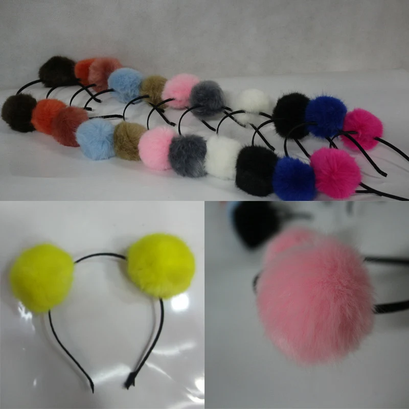 1 шт. искусственный мех кролика мяч Hairband девушки женщины рождественской