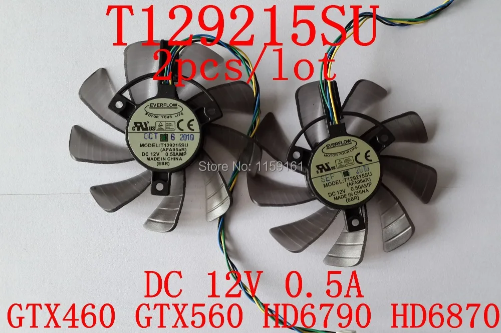 Бесплатная доставка T129215SU 2 шт./лот 85 мм 12 в 0,5 А 4 контакта для ASUS GTX460 GTX560 HD6790 HD6870 охлаждающий вентилятор