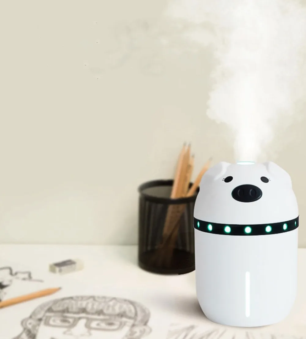 Pig Mini Mist USB Air Humidifier with Colorful Lights 3 in 1 Ultrasonic Diffuser Essential Oil Mist Purifier for Car Home