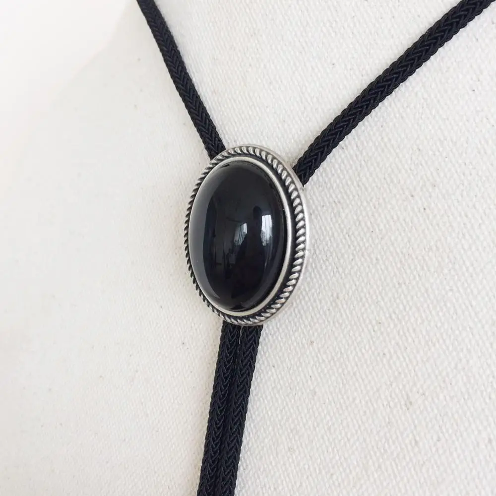 New JEAN'S FRIEND Original Nature Black Obsidian Stone Oval Wedding Bolo Tie Necklace BOLOTIE-069 | Аксессуары для одежды