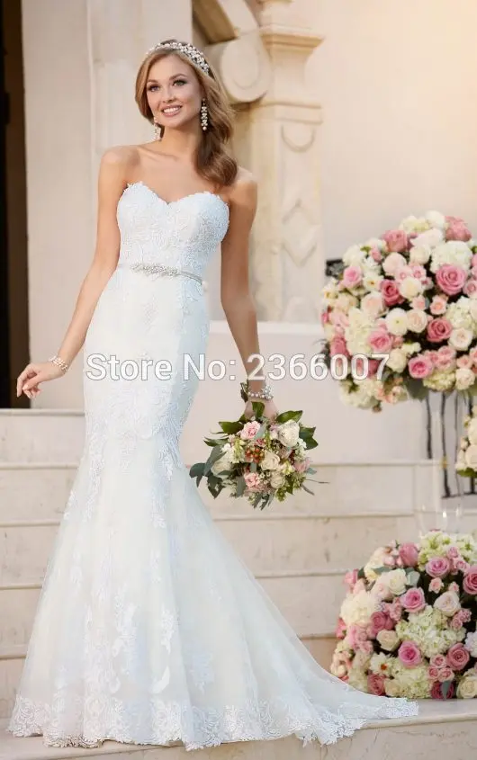 Robe de mariée Принцесса милая кружева аппликации русалка Свадебные Платья 2017 Белый