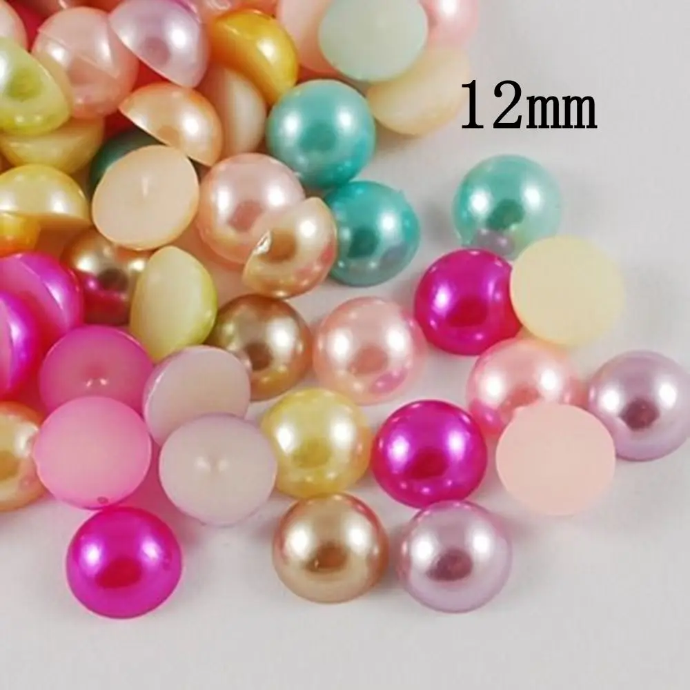 48 шт./лот Размер 12 мм искусственный жемчуг разноцветные полукруглые бусины с
