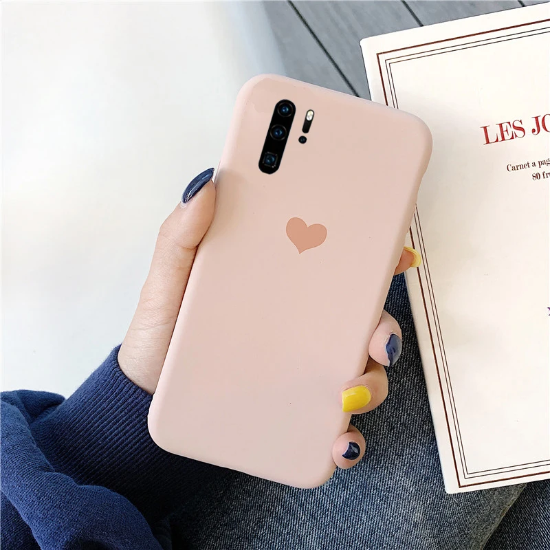 Cream-Color Чехол для телефона huawei P30 P20 Pro mate 20 10 Lite чехол s P Smart Роскошный милый мягкий силиконовый чехол с сердечком - Цвет: Cream-Color