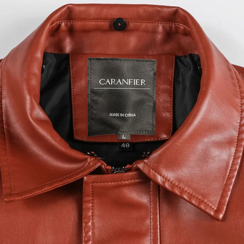 Мужские кожаные куртки CARANFIER повседневные Мотоциклетные Куртки из искусственной