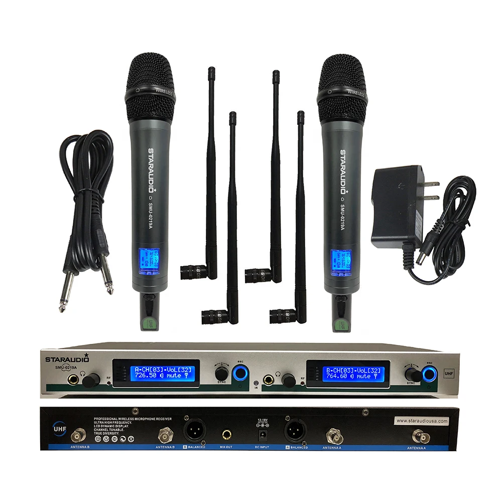 STARAUDIO 2X 2000W 12&quot Active PA Powered Speakers DJ Speaker Stands Wired Microphone 2CH PLL UHF Wireless Handheld Mic SSD-12A |